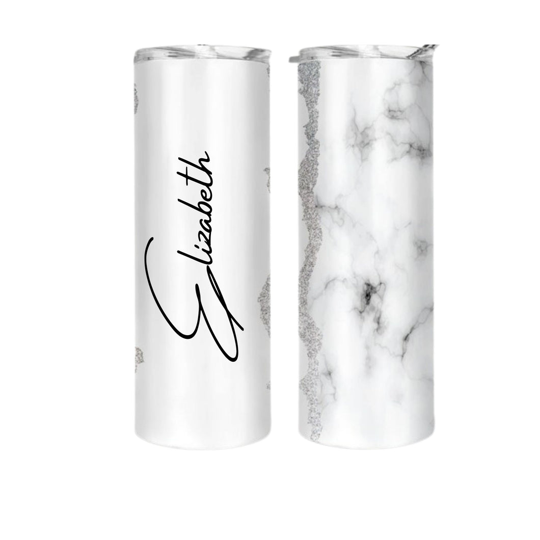 SILVER MARBLE 590ML PERSONALISED TUMBLER