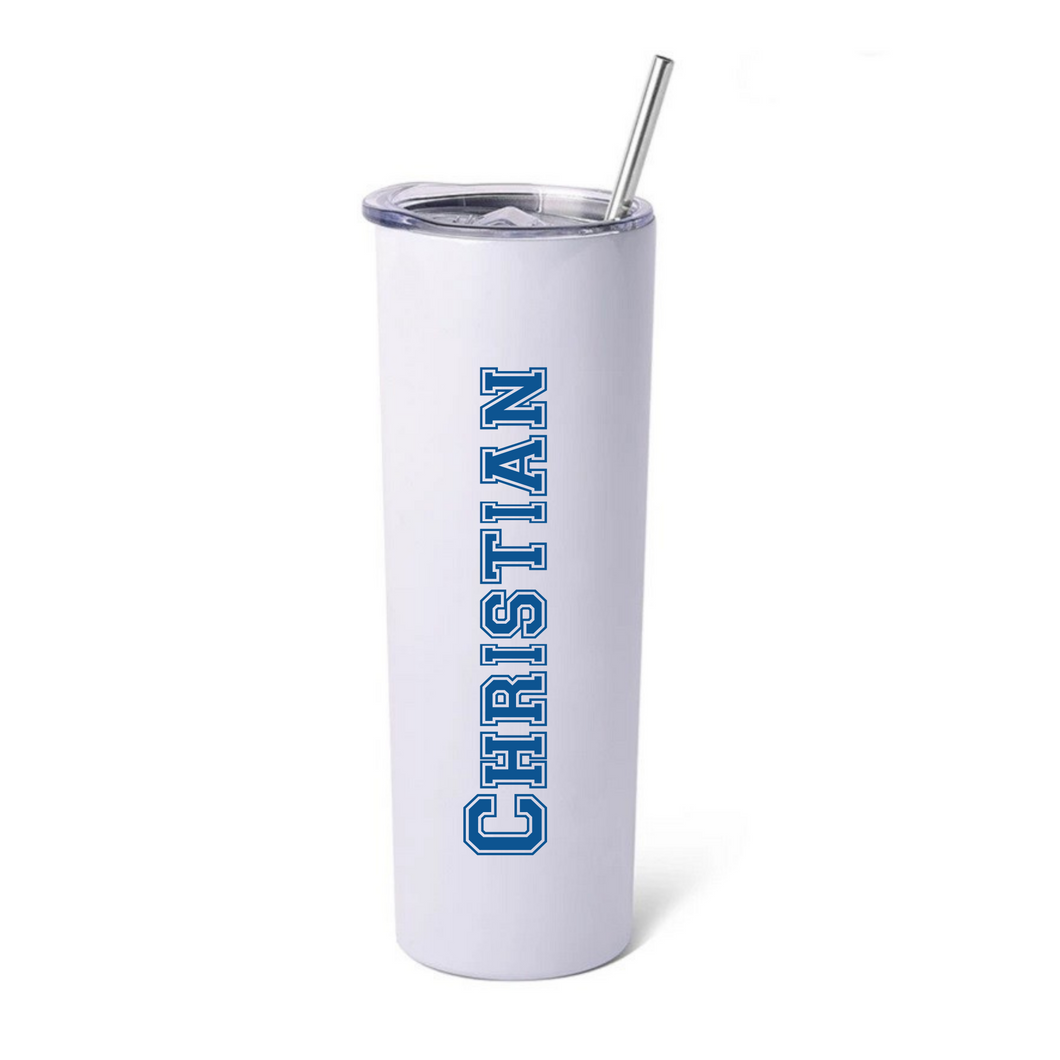 WHITE 590ML PERSONALISED TUMBLER